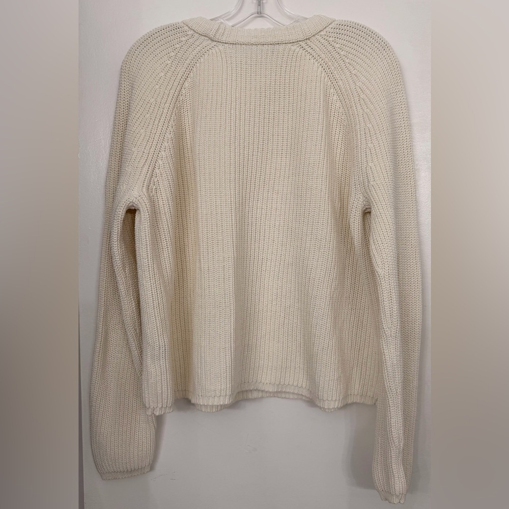 Jenni Kayne Fisherman Crewneck Cotton Sweater Ivory Size Large - Picture 6 of 11